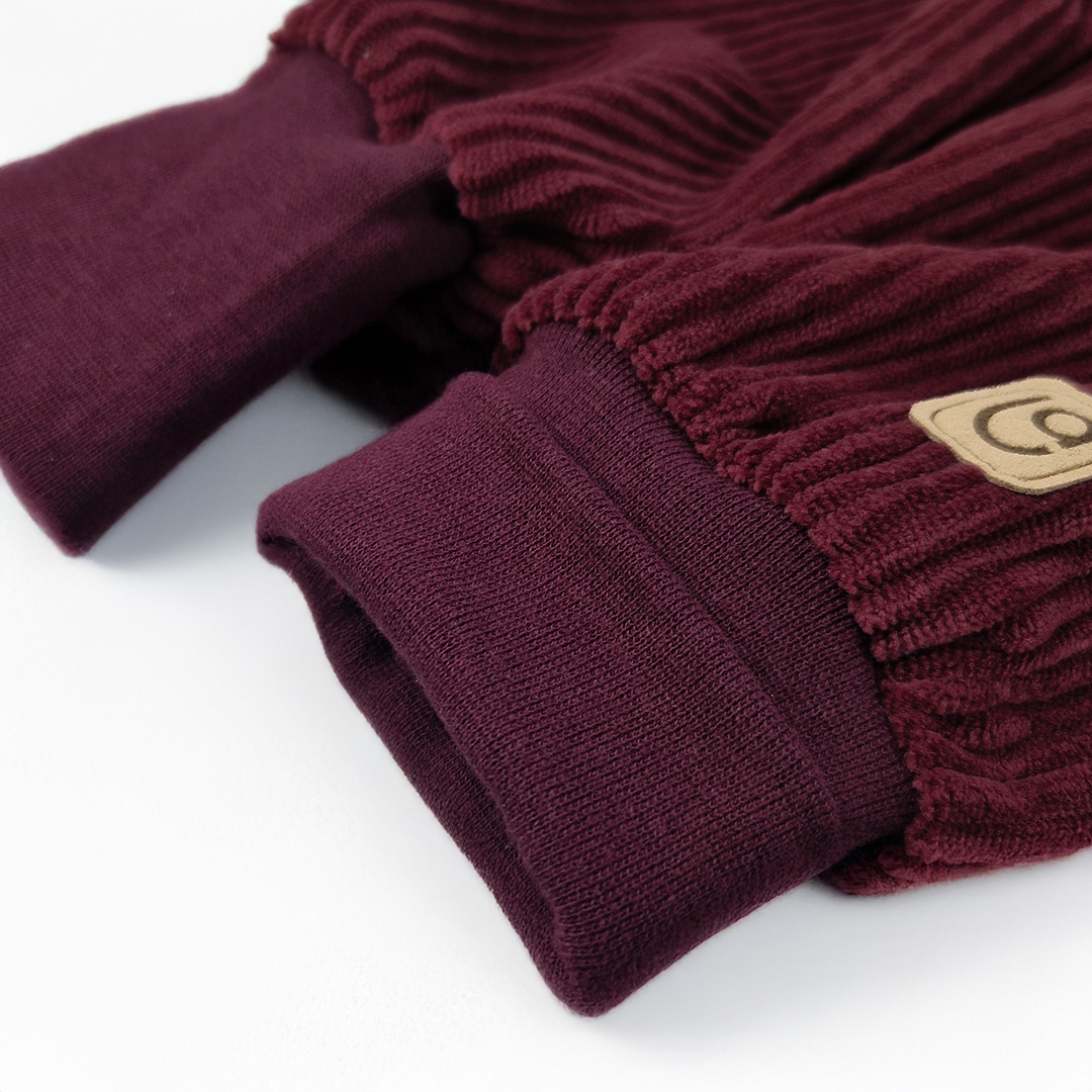 Kalhoty manšestr lem - bordó 74