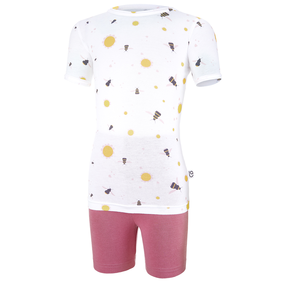 Souprava tenká dívčí KR Outlast® - bílá čmeláci/tm.starorůžová 86