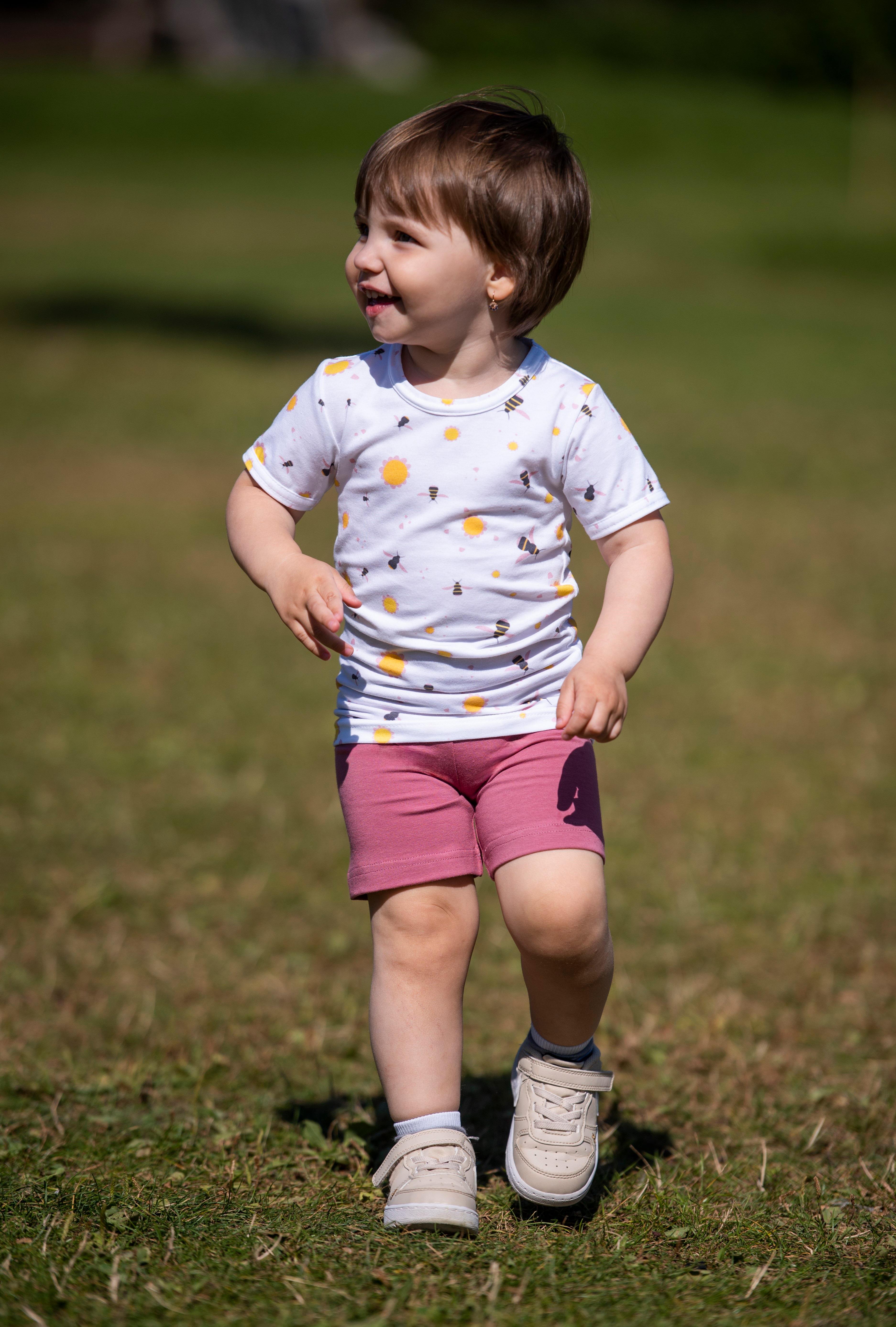 Souprava tenká dívčí KR Outlast® - bílá čmeláci/tm.starorůžová 92