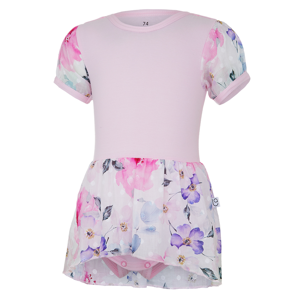 Body šaty tenké KR Outlast® - růžová baby/kytky 68