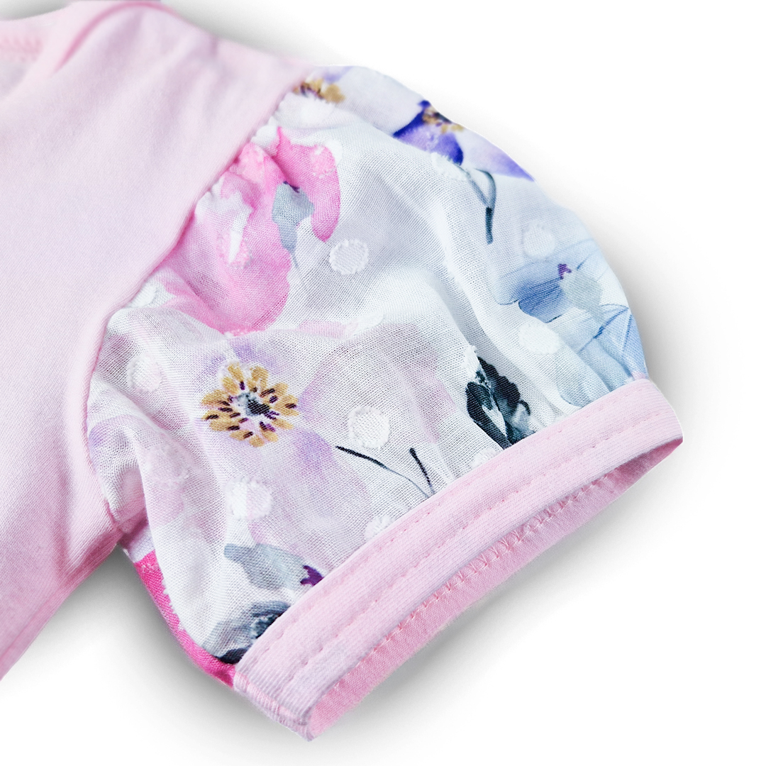 Body šaty tenké KR Outlast® - růžová baby/kytky 74