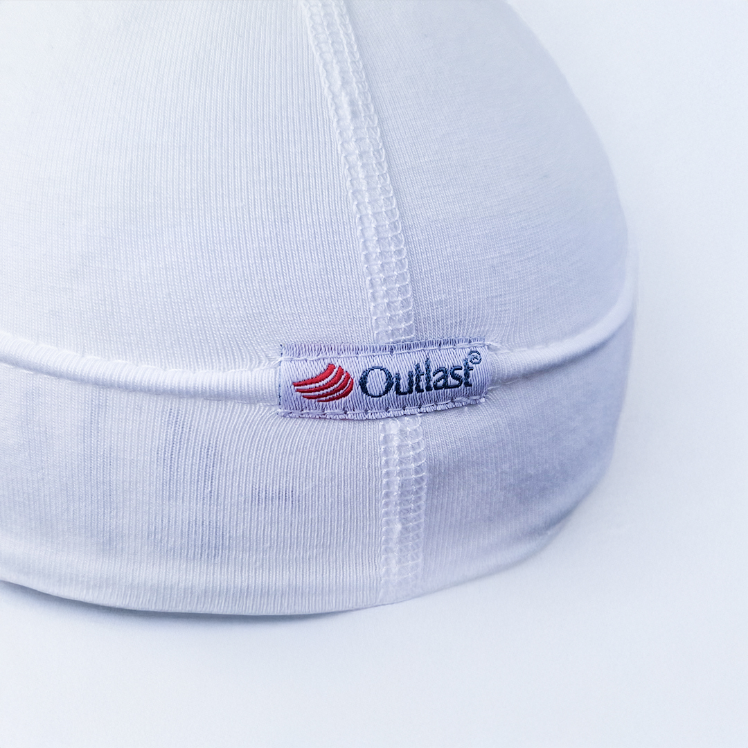 Čepice tenká zavazovací plochý šev Outlast® - bílá 0 | 33-35 cm
