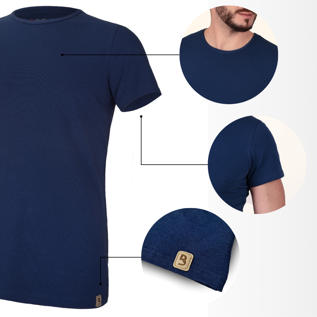 Tričko pánské KR tenké výstřih U Outlast® - tm.modrá L