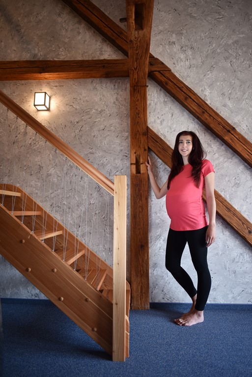 Tričko těhotenské řasené KR tenké Outlast® - jahodová M