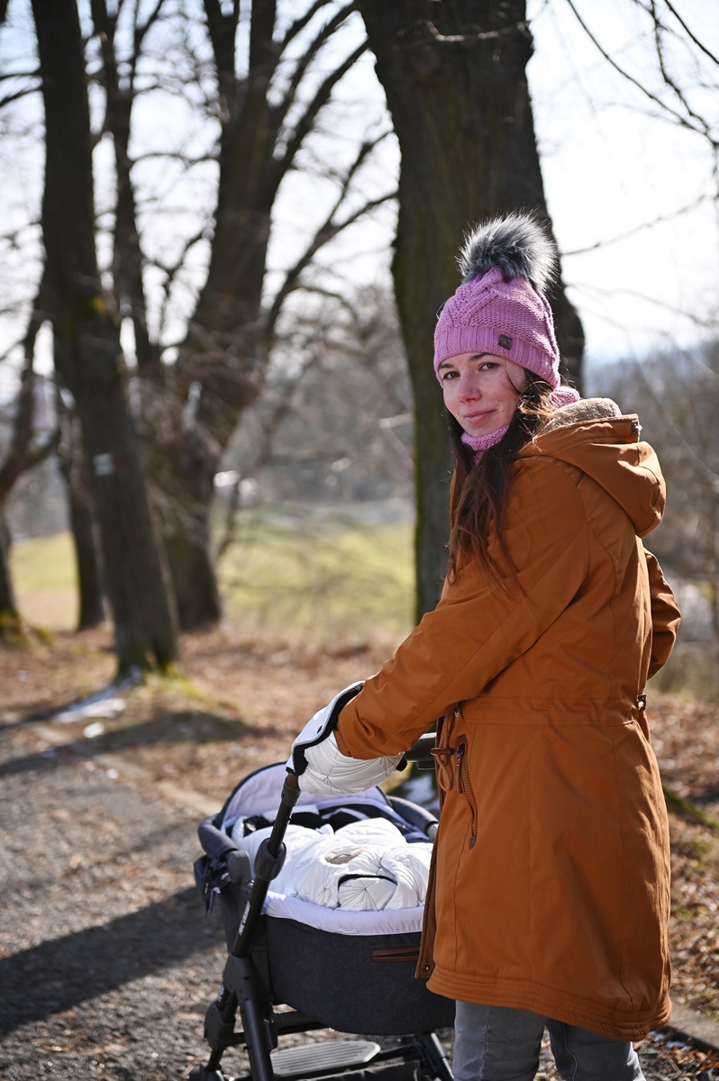 Set pletená čepice s BAMBULÍ a nákrčník Outlast ® - levandulová 6 | 54-57 cm