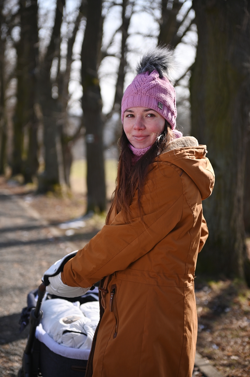 Set pletená čepice s BAMBULÍ a nákrčník Outlast ® - levandulová 6 | 54-57 cm