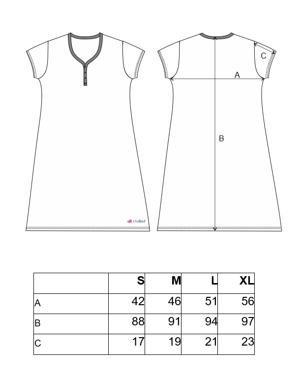 Noční košile KR tenká Outlast® - šedý melír XL