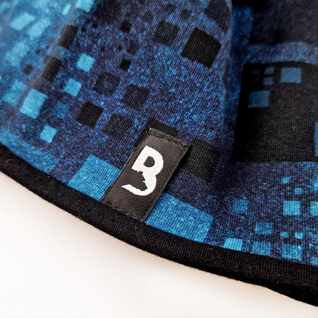 Čepice podšitá Outlast® - denim čtverce/černá 7 | 58-62 cm