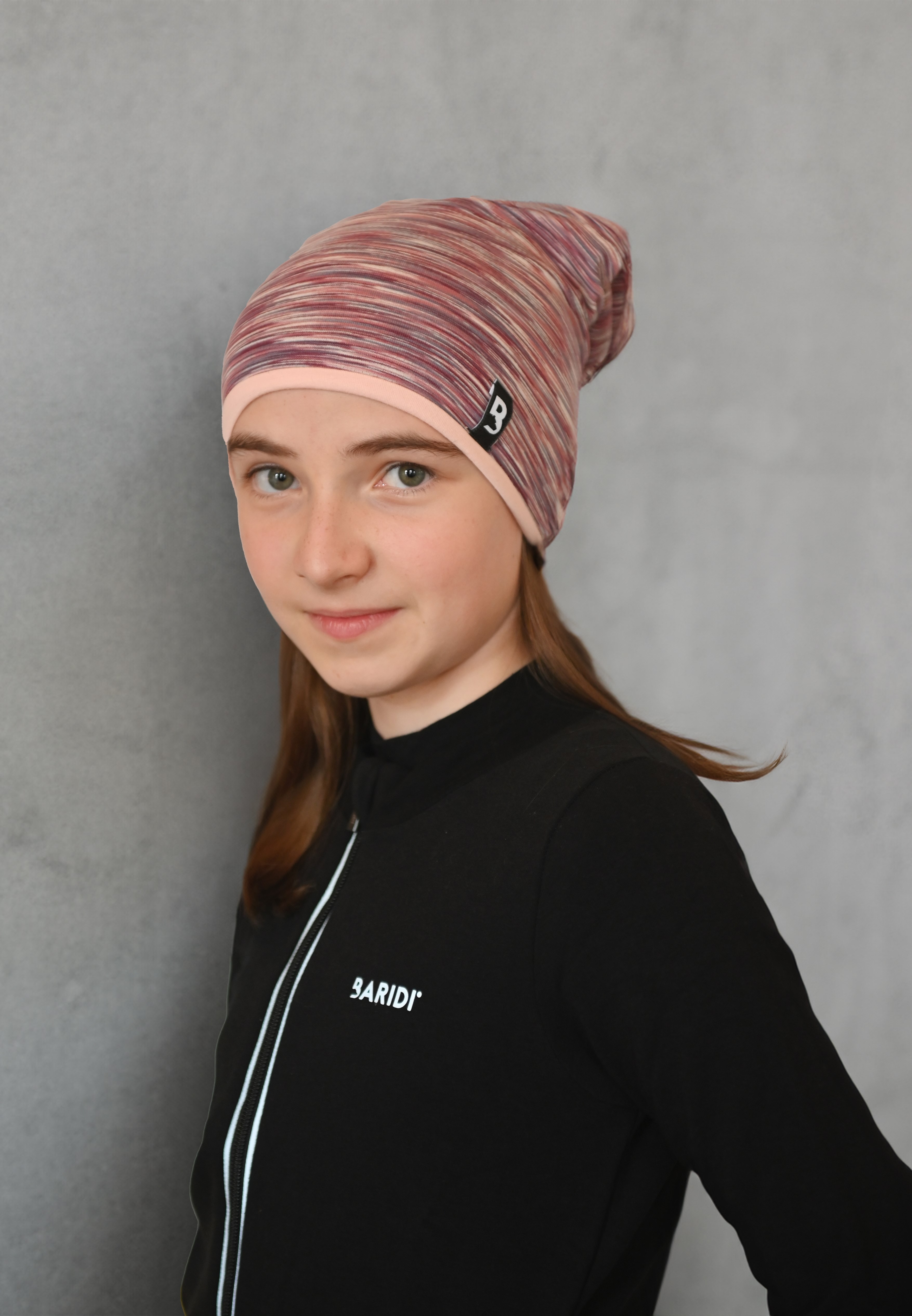 Čepice podšitá spadlá Outlast® - bordó melír/sv.pudrová 6 | 54-57 cm