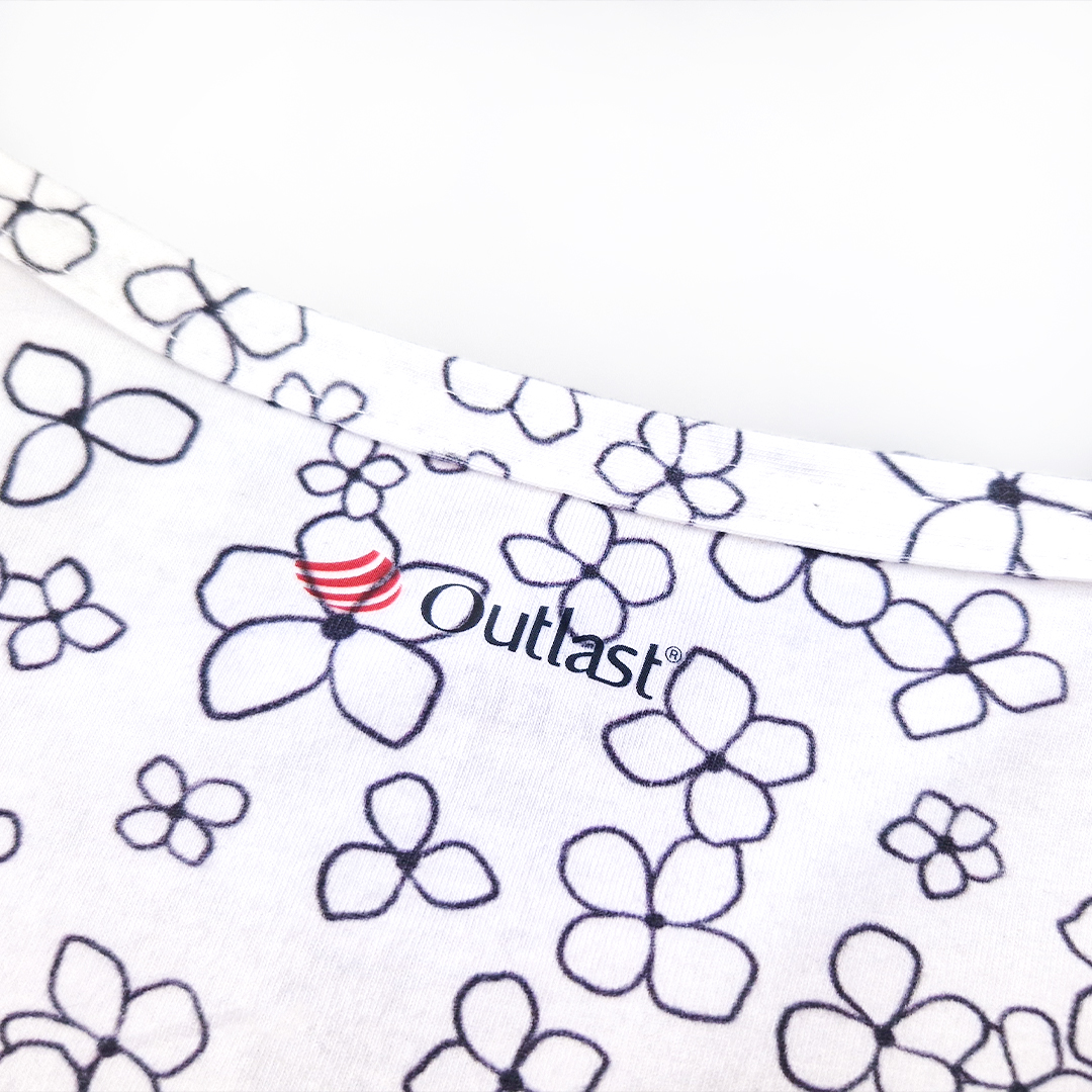 Tričko kojicí TISK KR tenké Outlast® - bílá černé kytičky XXL