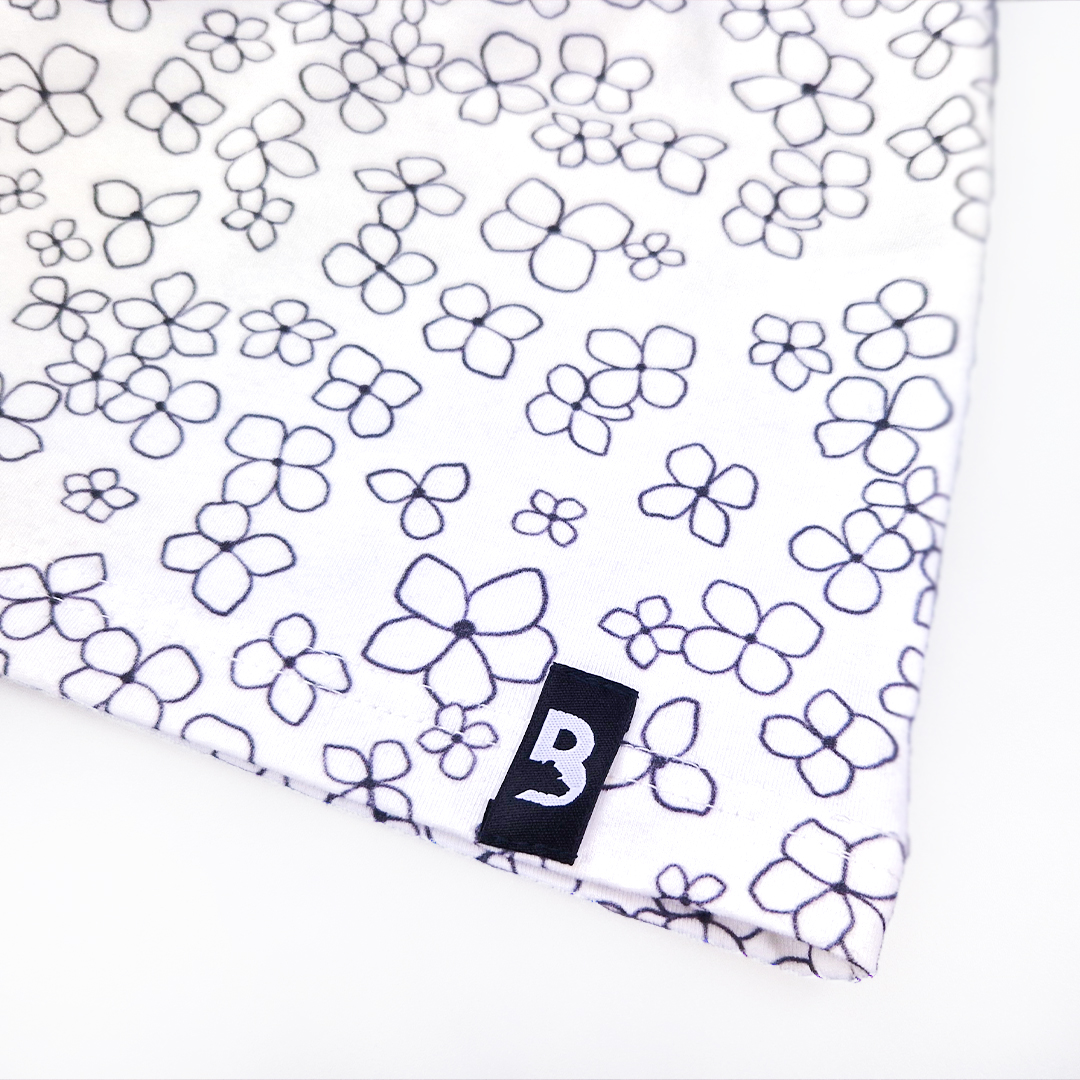 Tričko kojicí TISK KR tenké Outlast® - bílá černé kytičky XXL