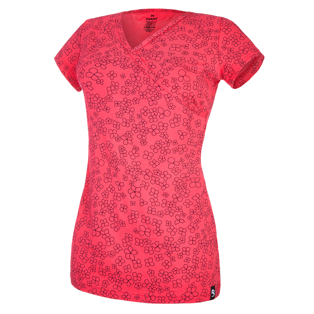 Tričko kojicí TISK KR tenké Outlast® - jahodová kytičky S