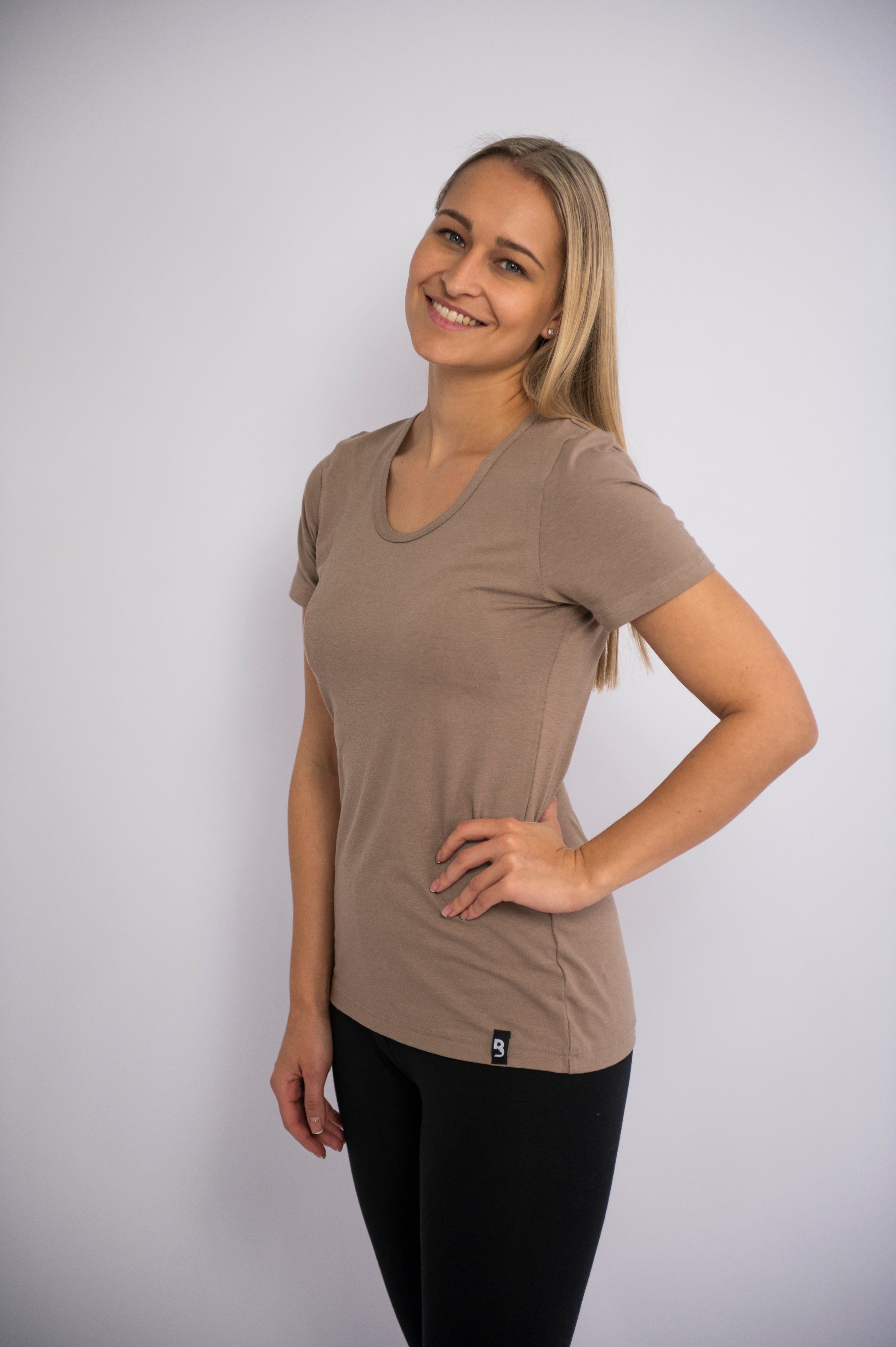 Tričko dámské KR tenké výstřih U Outlast® - oříšková L