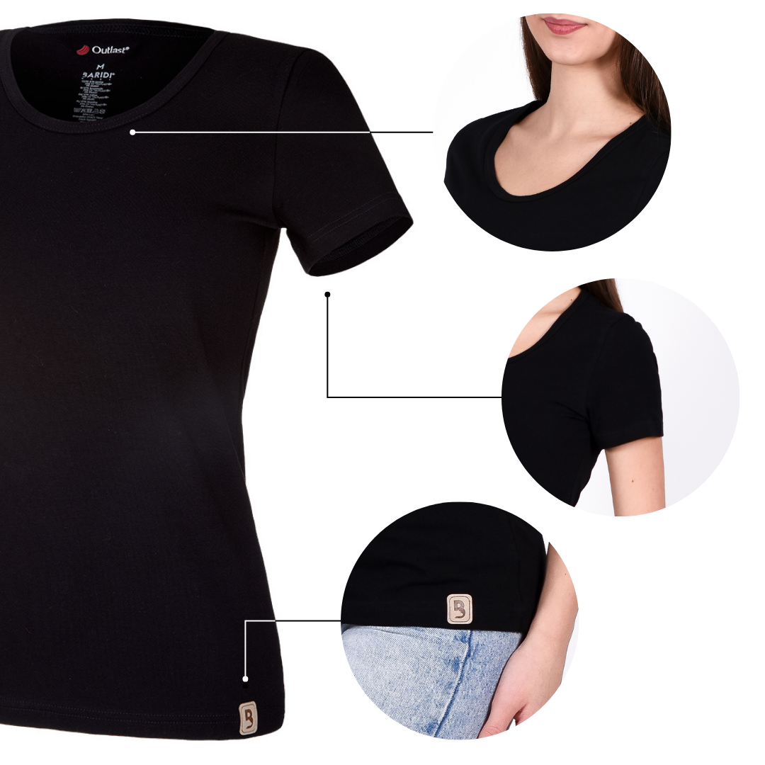 Tričko dámské KR tenké výstřih U Outlast® - černá XXL