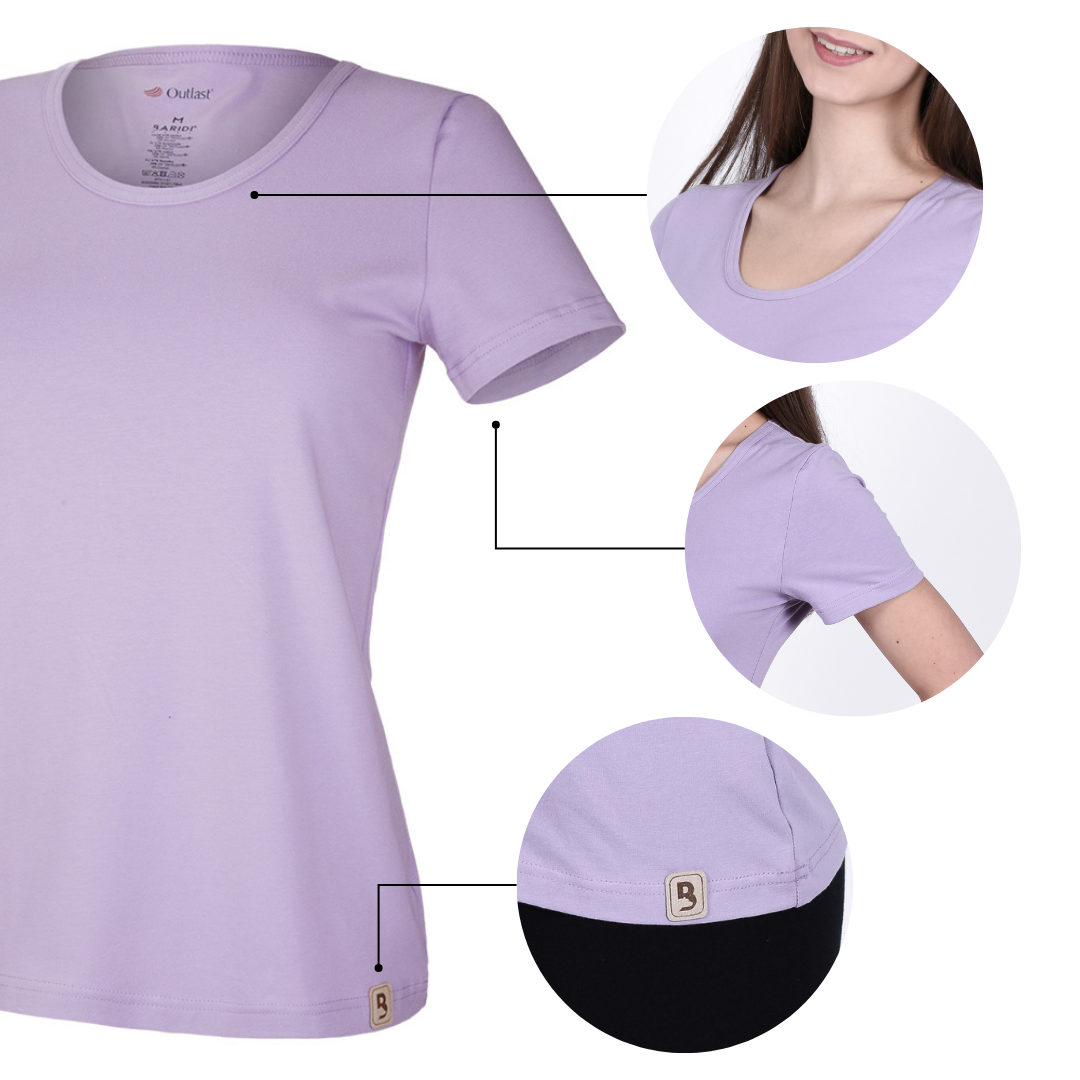 Tričko dámské KR tenké výstřih U Outlast® - sv.fialová S