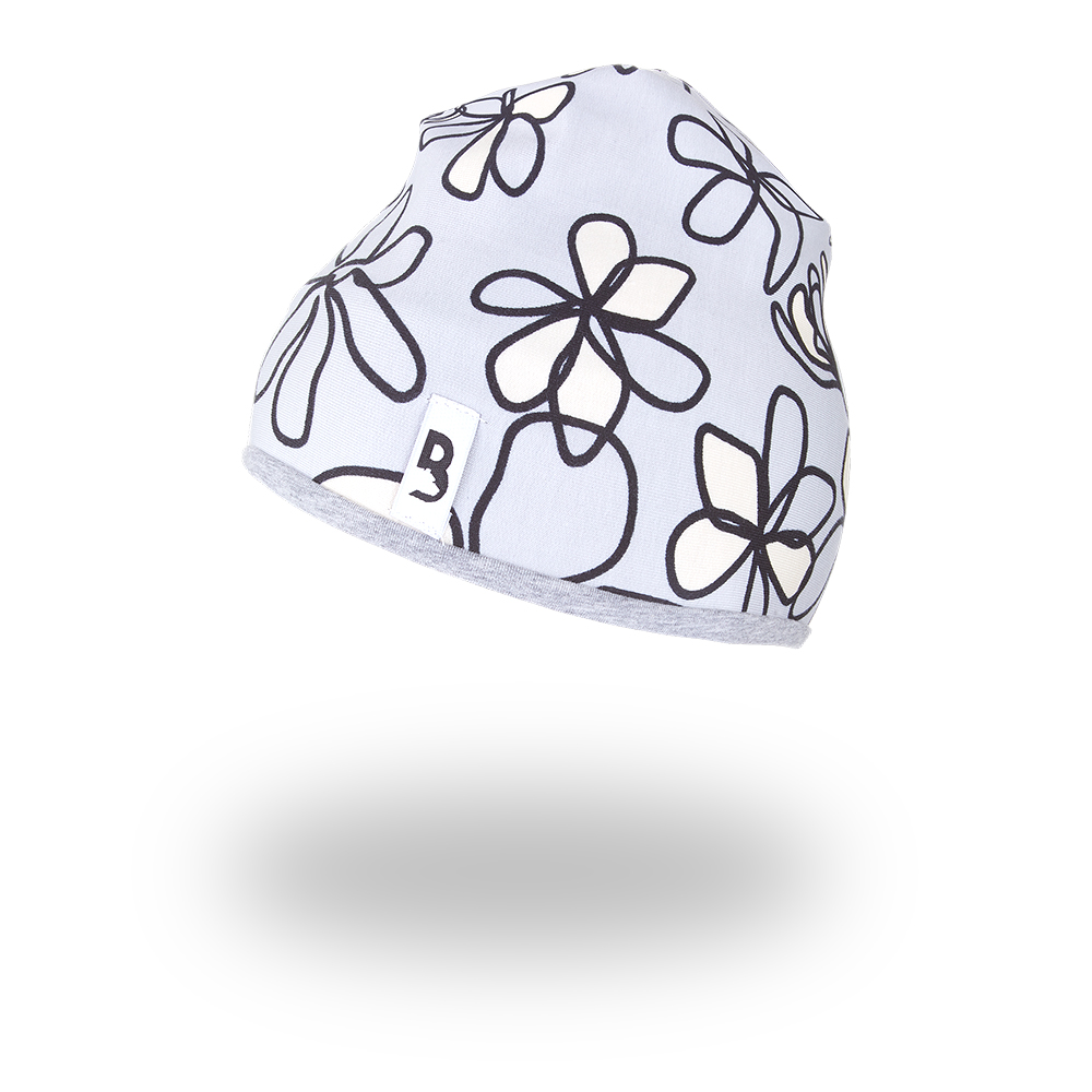 Čepice podšitá Outlast® - sv.šedá kytky/šedý melír 5 | 49-53 cm