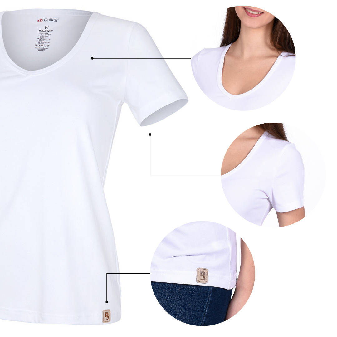 Tričko dámské KR tenké výstřih V Outlast® - bílá S