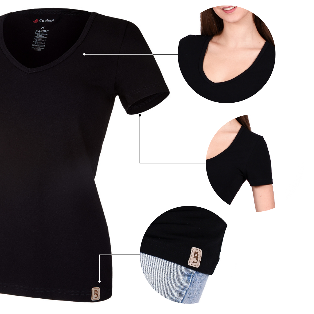 Tričko dámské KR tenké výstřih V Outlast® - černá M